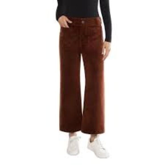 Matty M High-Rise Wide Leg Retro 70s Stretch Corduroy Pants Patch Pocket Lg - Picture 11 of 11